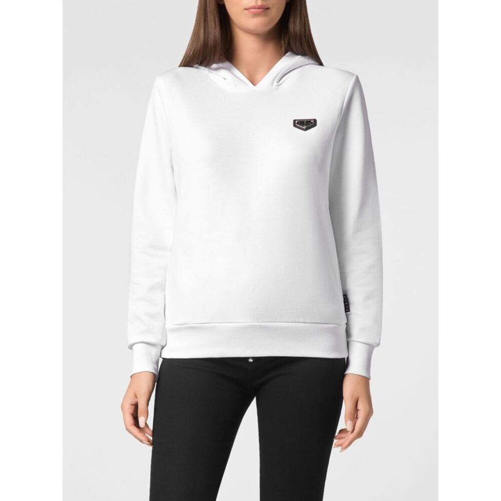 Philipp Plein Women Contrast Logo Jersey Hoodie Philipp Plein With Pouch Pockets